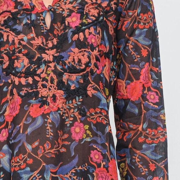 RAJ L.A Women’s Floral Printed Embroidered Tunic in the Size Medium in Black - Picture 5 of 8